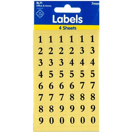 Tall-stickers, sort på gull, 7mm