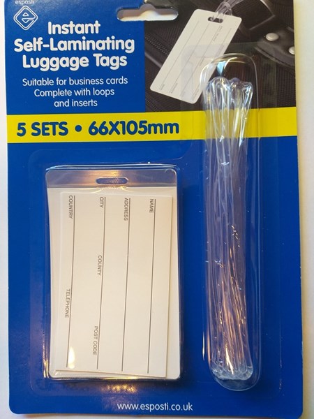 Selv-laminerende koffert-lapper m/strips, 5 stk