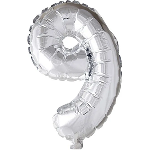 Folieballong, sølv, 9, H: 41 cm, 1 stk.