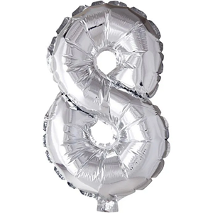 Folieballong, sølv, 8, H: 41 cm, 1 stk.