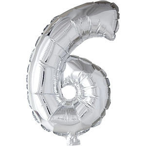 Folieballong, sølv, 6, H: 41 cm, 1 stk.