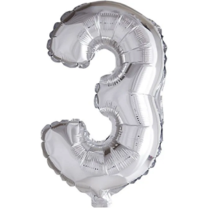 Folieballong, sølv, 3, H: 41 cm, 1 stk.