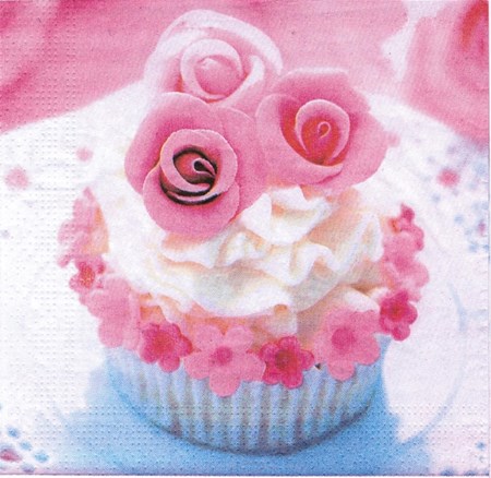 "Cupcake med rose" Servietter 20 stk