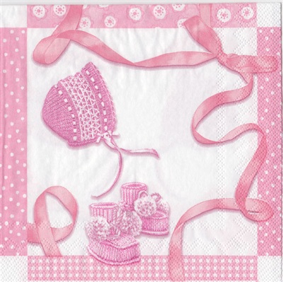 Serviett "Baby Shower" rosa, 3 lags,  20 s