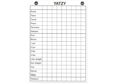 Yatzy blokk