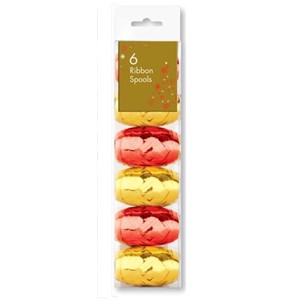 "6 Ribbon Spools", Gold & Red