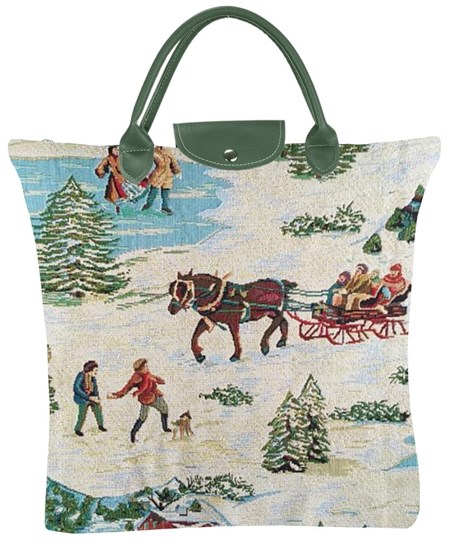 Fold Away Shopper Bag "Christmas Sleigh"