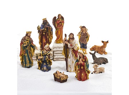 Julekrybbe, med 11 figurer, poly.3-14cm