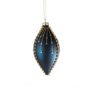 Julekule "Blue Jewel Glass Drop", 13 cm dråpeformet
