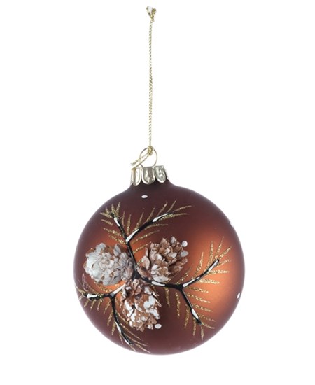 Julekule "Chestnut Cone Glass Ball" 8 cm