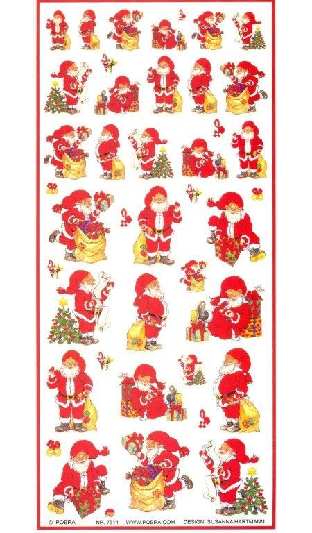 Stickers "Julenisse med sekk " 2 ark 13 x 28 cm