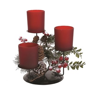"Red Floristry" Te-lys holder til 3 lys, 24 cm