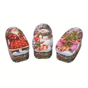 "Vintage Christmas" Oval Tins, 3 stk