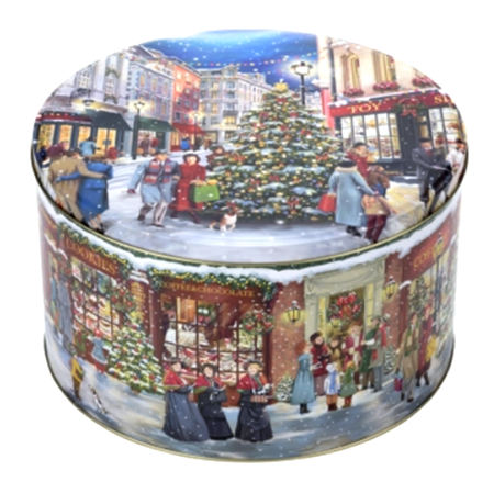 "Christmas Shopping" Rund kake metallboks