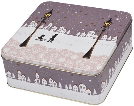 "Silent Night" Kvadratisk metalleske m/preget lokk