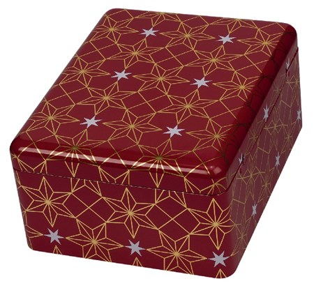 "Yule Red" Rektangulær metall-eske med hengslet lokk
