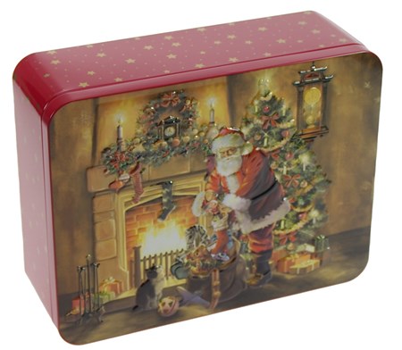 "Cosy Christmas" Rektangulær metallboks m/preget lokk