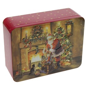 "Cosy Christmas" Rektangulær metallboks m/preget lokk