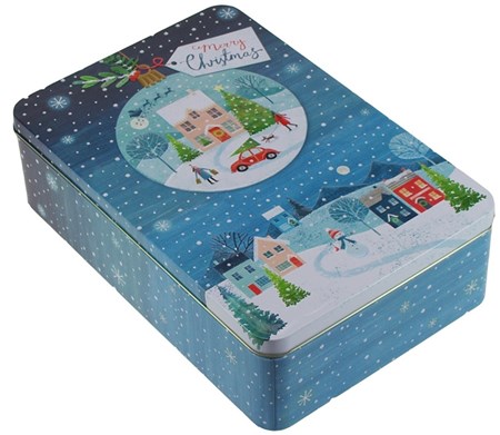 "Winter Landscape" Rektangulær metallboks m/preget lokk