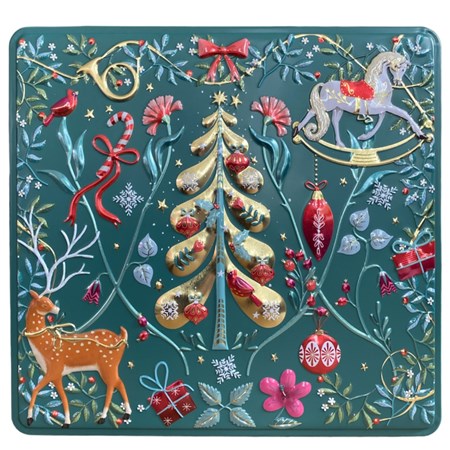 "X-mas Ornaments, grønn" Kvadratisk metallboks