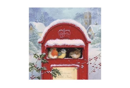 Serviett kaffe "Red Post Box" 23,8 x 23,8 cm, 20 stk