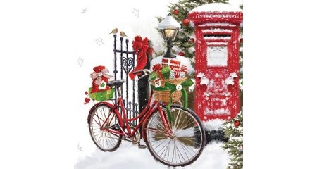 Serviett "Bike In Snow" 33 x 33 cm, 20 stk