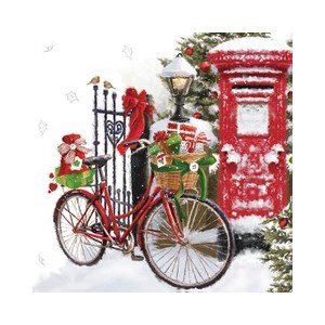 Serviett "Bike In Snow" 33 x 33 cm, 20 stk
