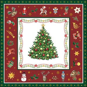 Serviett "Christmas Evergreen Red" 33 x 33 cm, 20 stk