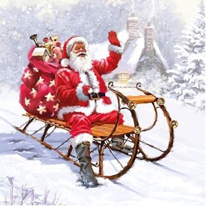 Serviett "Santa On Sledg" 33 x 33 cm, 20 stk