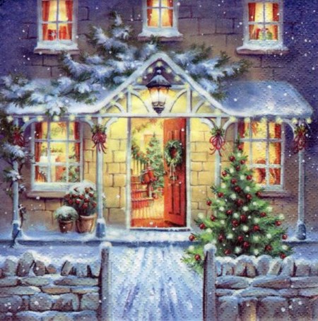 Serviett "Welcome Home at Chistmas"  33 x 33 cm, 20 stk