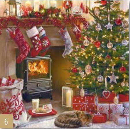 Serviett "Fireplace and Tree" 33 x 33 cm, 20 stk