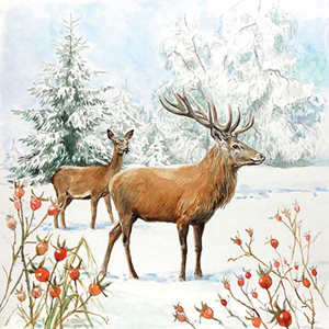 Serviett "Deer in Snow"  33 x 33 cm, 20 stk