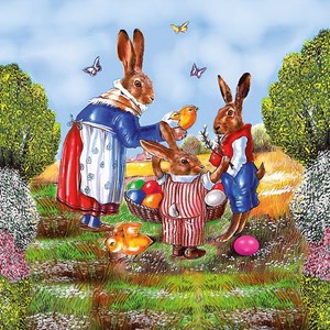 " Family Hare" Servietter, 33 x 33 cm, 20 stk