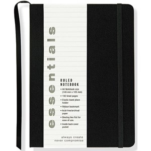 "Essentials" Small Black Ruled Notebook (A6)