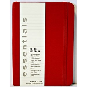 "Essentials" Small Red Ruled Notebook (A6)