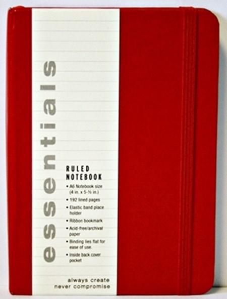"Essentials" Small Red Ruled Notebook (A6)