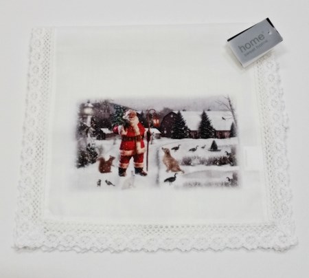 "Santas Park" bordløper med blonde, 30 x 90 cm.