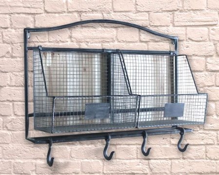 "Industrial Iron Frame Cage and Meat Hook" Hylle m/kroker