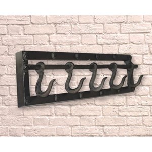 "Industrial Iron Frame and 5 Meat Hook Rail" Knagg-rekke