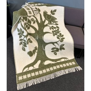 Pledd Yggdrasil GRØNT 130 x 200 cm inkl. frynser