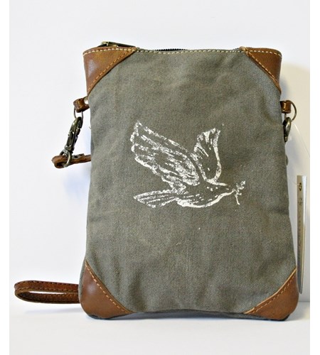 "Peace Dove", Black Wash, Mini Bag