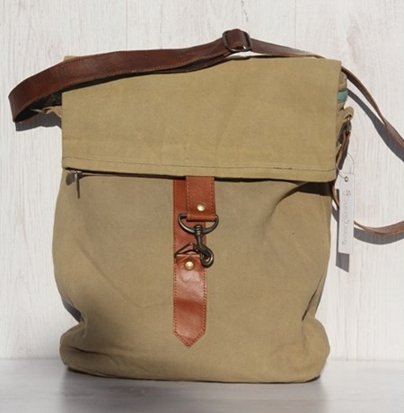 Plain Khaki, Messenger Bag with two Zippers