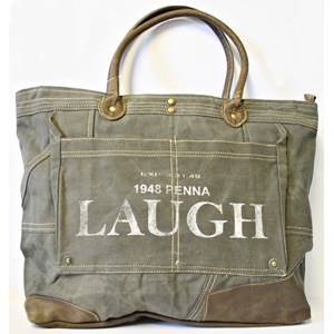 "Laugh" ,Canvas, Large Tote Bag