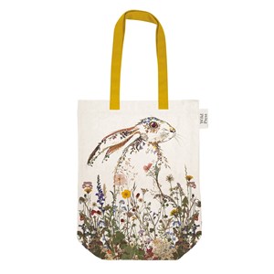 "Wildflower Hare" Tote Bag i organisk bomull kanvas